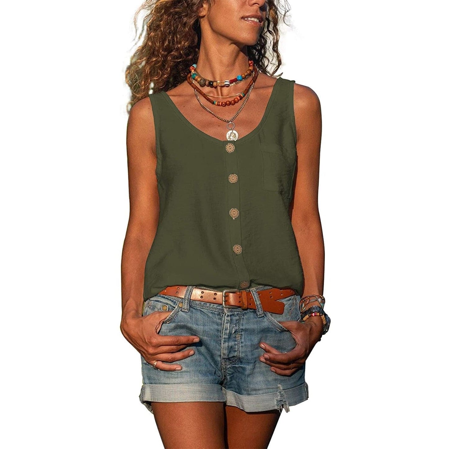 Image of Gail | Women's Button-Down Casual Tank