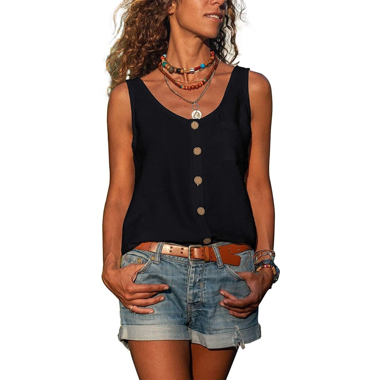 Image of Gail | Women's Button-Down Casual Tank