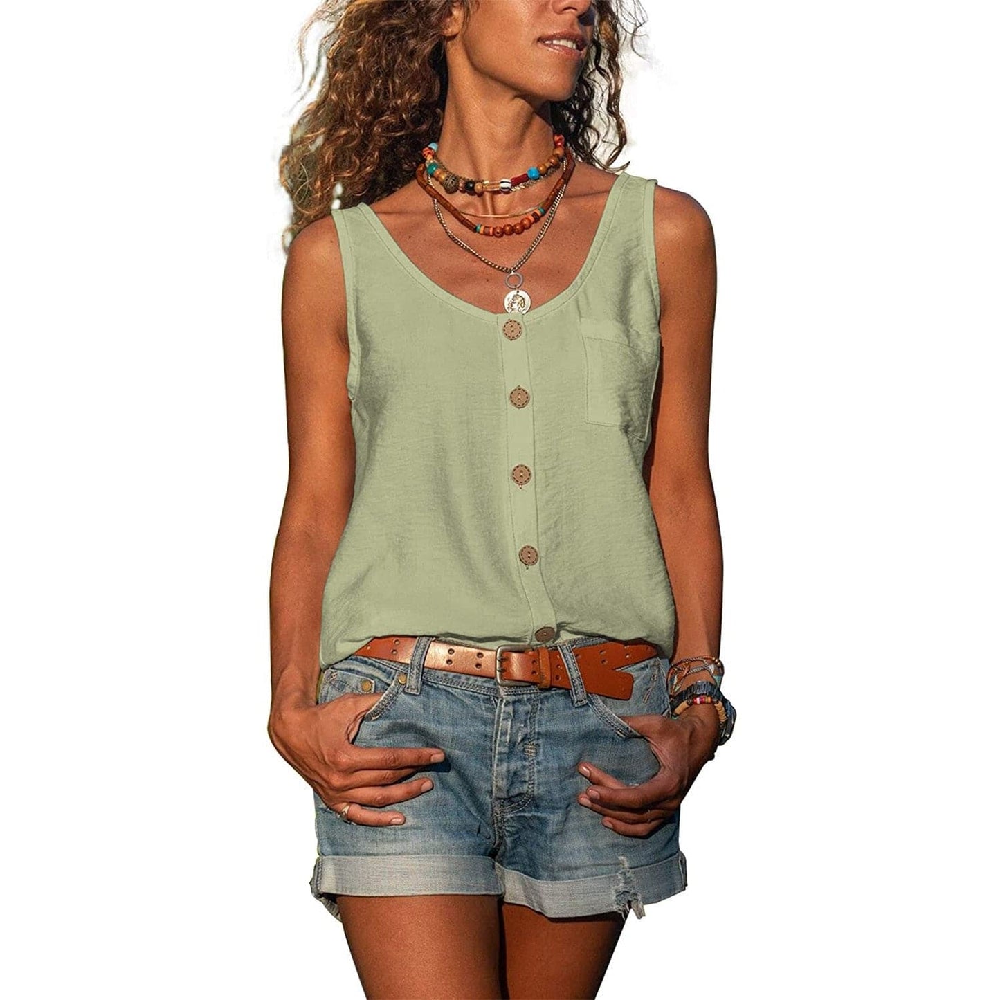 Image of Gail | Women's Button-Down Casual Tank
