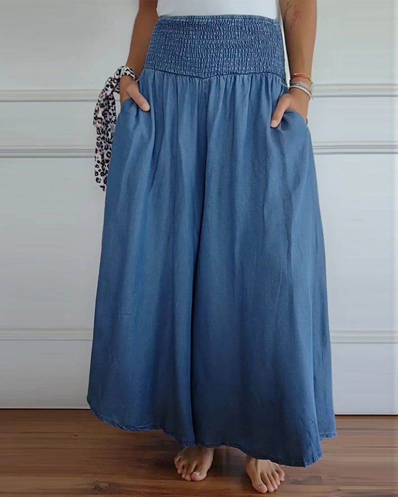Image of Gale | Women's Wide Leg Smocked Waist Pants