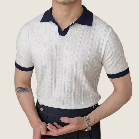 Image of George | Men's Slim-Fit Textured Polo Shirt