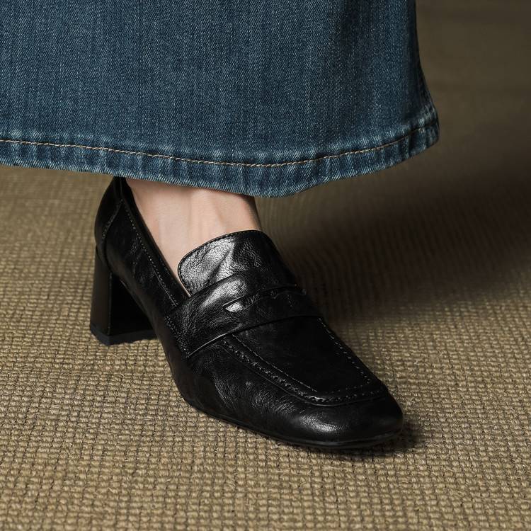 Image of Gloria | Women's Block Heel Slip-On Loafers