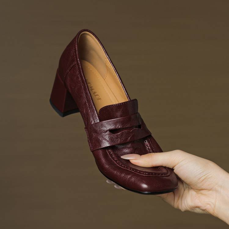 Image of Gloria | Women's Block Heel Slip-On Loafers