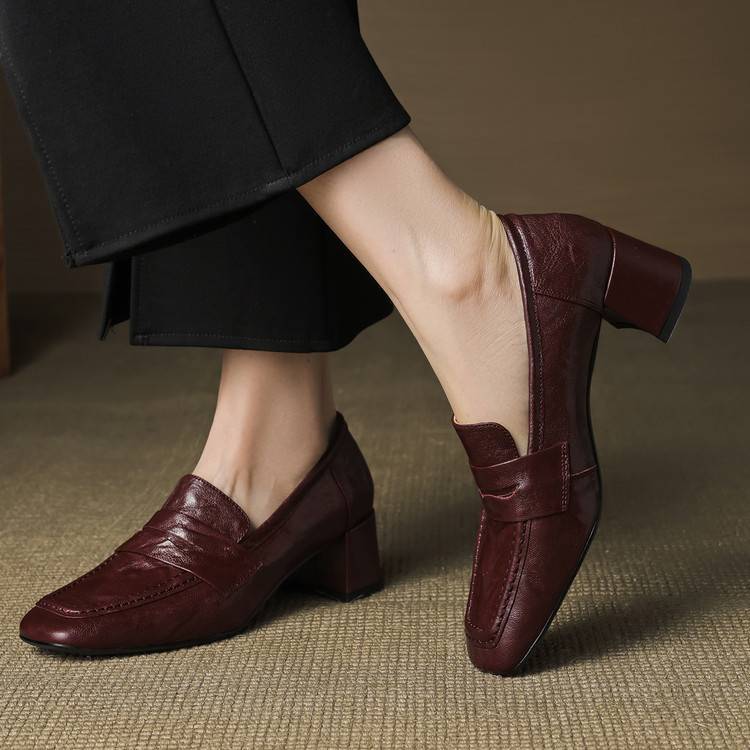 Image of Gloria | Women's Block Heel Slip-On Loafers
