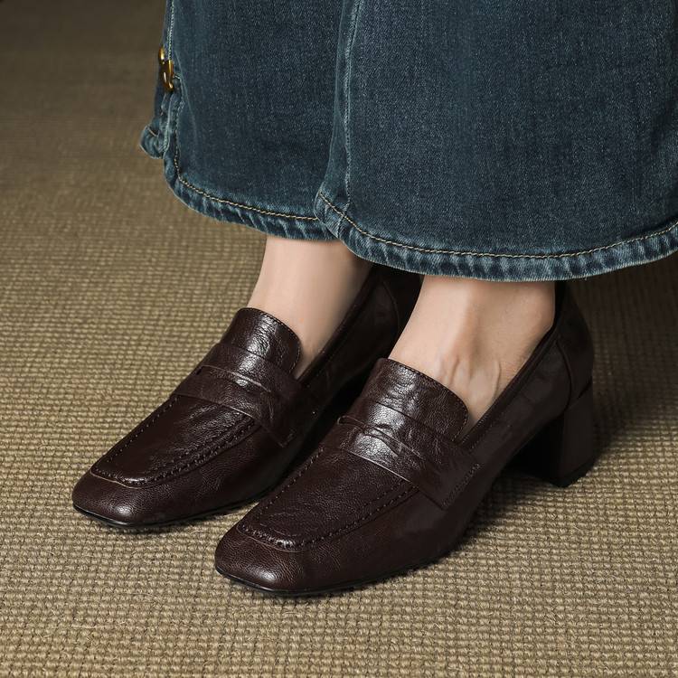Image of Gloria | Women's Block Heel Slip-On Loafers