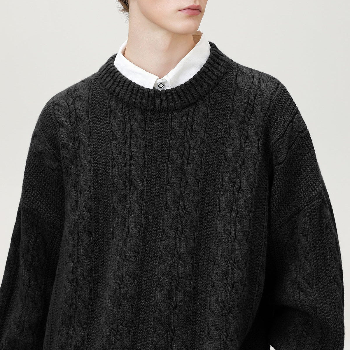 Image of Guy | Men's Cable Knit Crew Neck Sweater