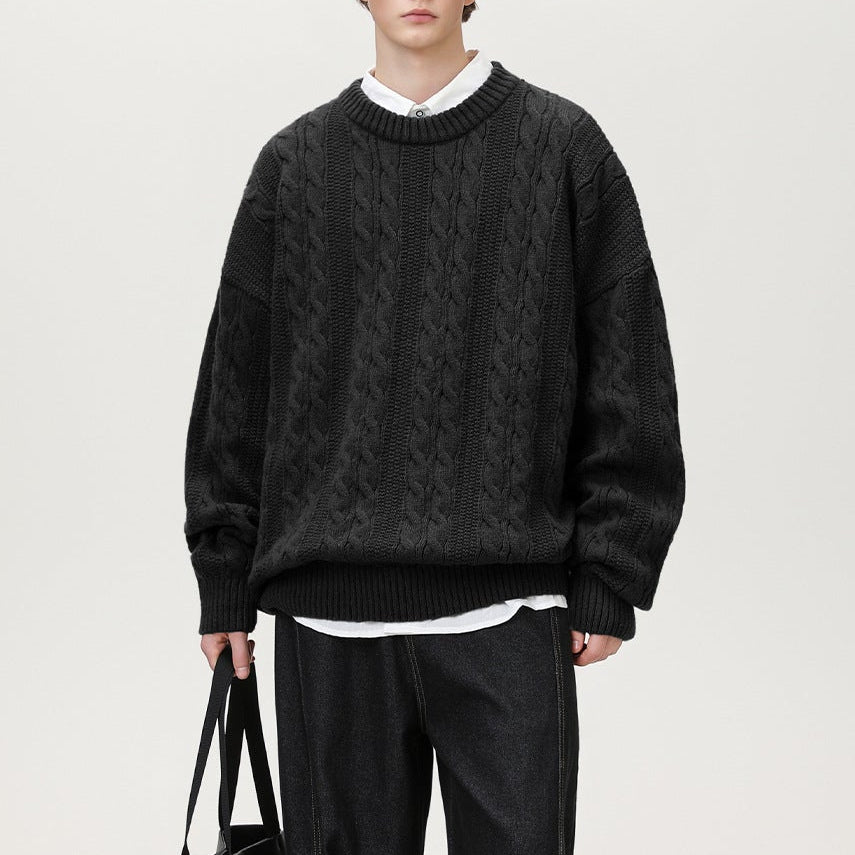 Image of Guy | Men's Cable Knit Crew Neck Sweater