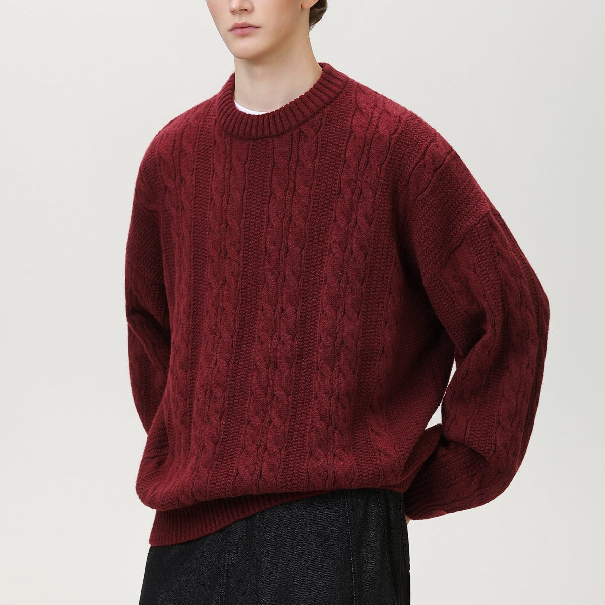 Image of Guy | Men's Cable Knit Crew Neck Sweater