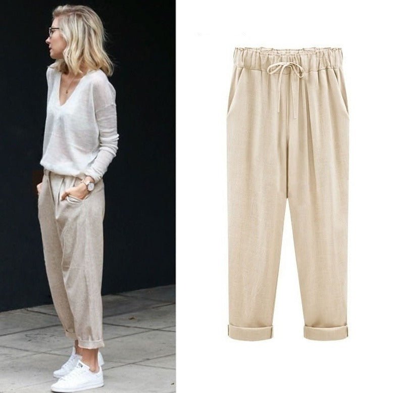 Image of Hailey | Women's Drawstring Waist Cuffed Ankle Pants