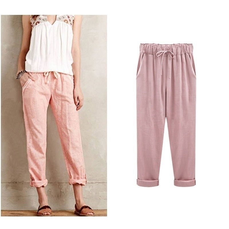 Image of Hailey | Women's Drawstring Waist Cuffed Ankle Pants