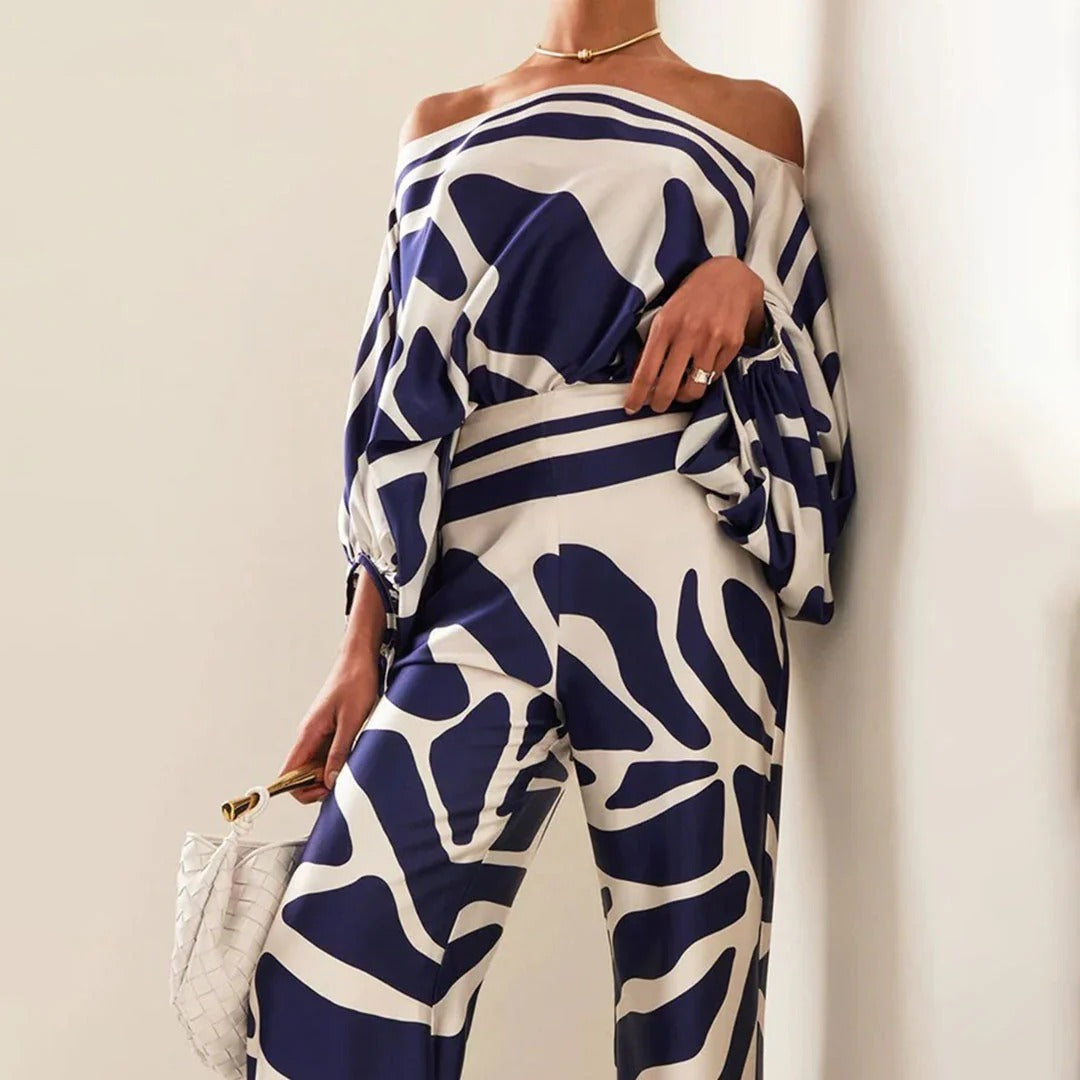 Image of Hallie | Women's Off-the-Shoulder Wide Leg Pants Set