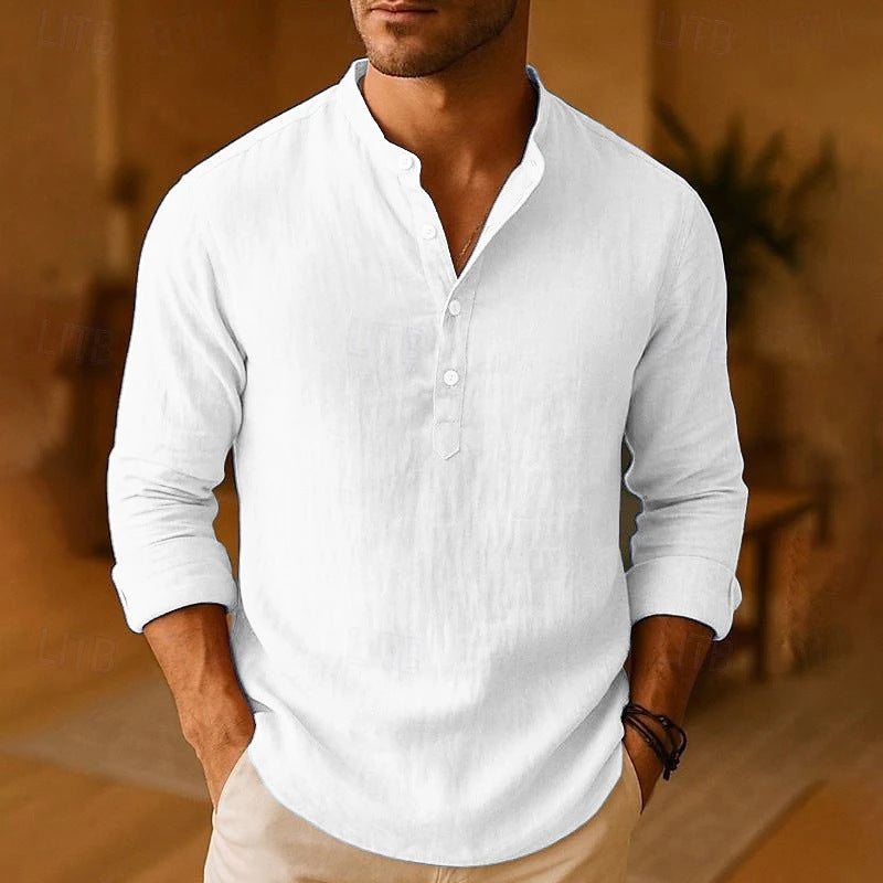 Image of Harold | Men's Long Sleeve Casual Henley Shirt