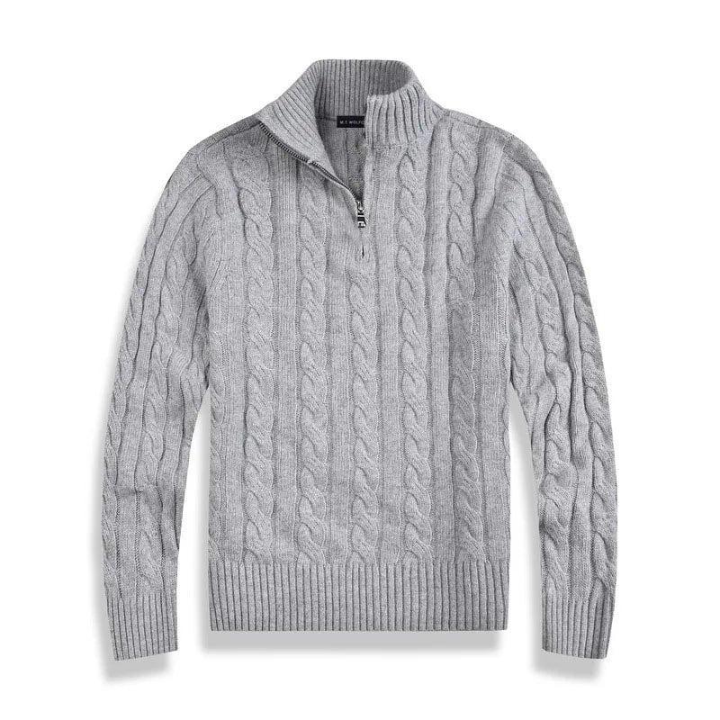 Image of Harrison | Men's Quarter-Zip Cable Knit Sweater