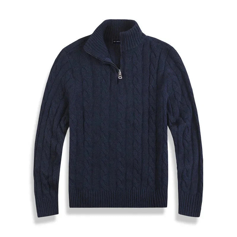 Image of Harrison | Men's Quarter-Zip Cable Knit Sweater