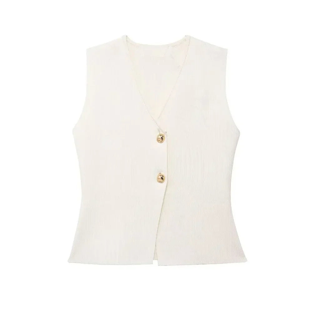 Image of Holly | Women's Sleeveless Button Front Top