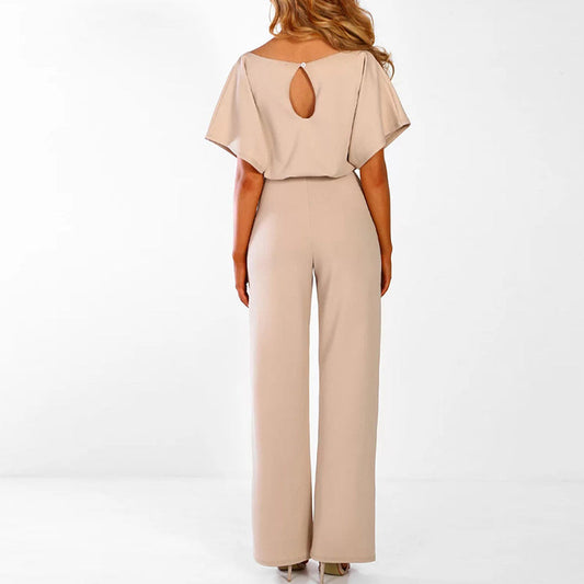 Image of Isabella | Women's Wide Leg Belted Jumpsuit