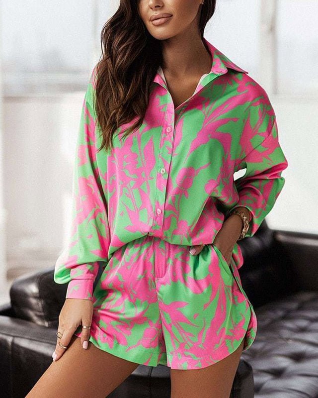 Image of Jane | Women's Button-Down Shirt and Shorts Set