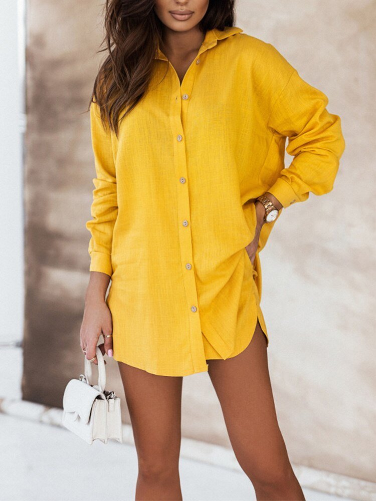 Image of Jane | Women's Button-Down Shirt and Shorts Set