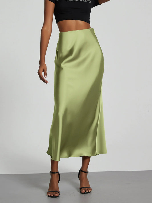 Image of Jane | Women's High-Waisted Slip Midi Skirt