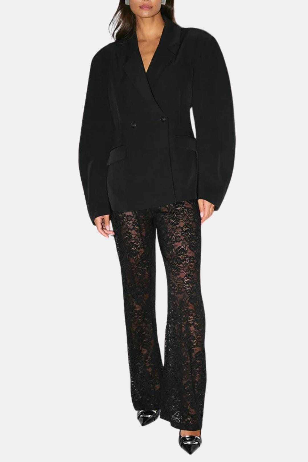 Image of Janet | Women's High-Waisted Lace Flare Pants