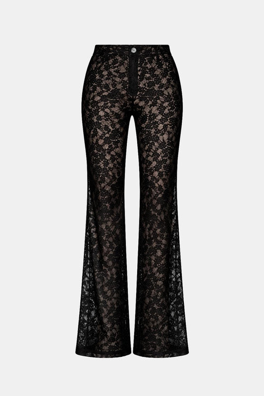 Image of Janet | Women's High-Waisted Lace Flare Pants