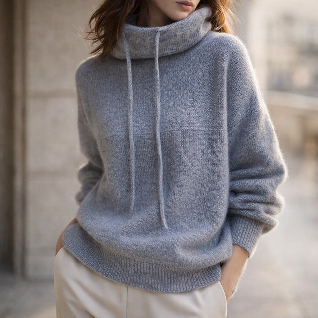 Image of Janice | Women's Cowl Neck Hooded Sweater