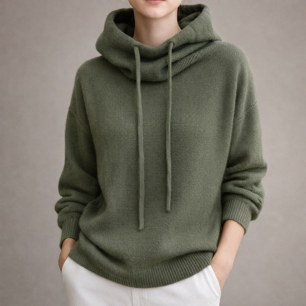 Image of Janice | Women's Cowl Neck Hooded Sweater