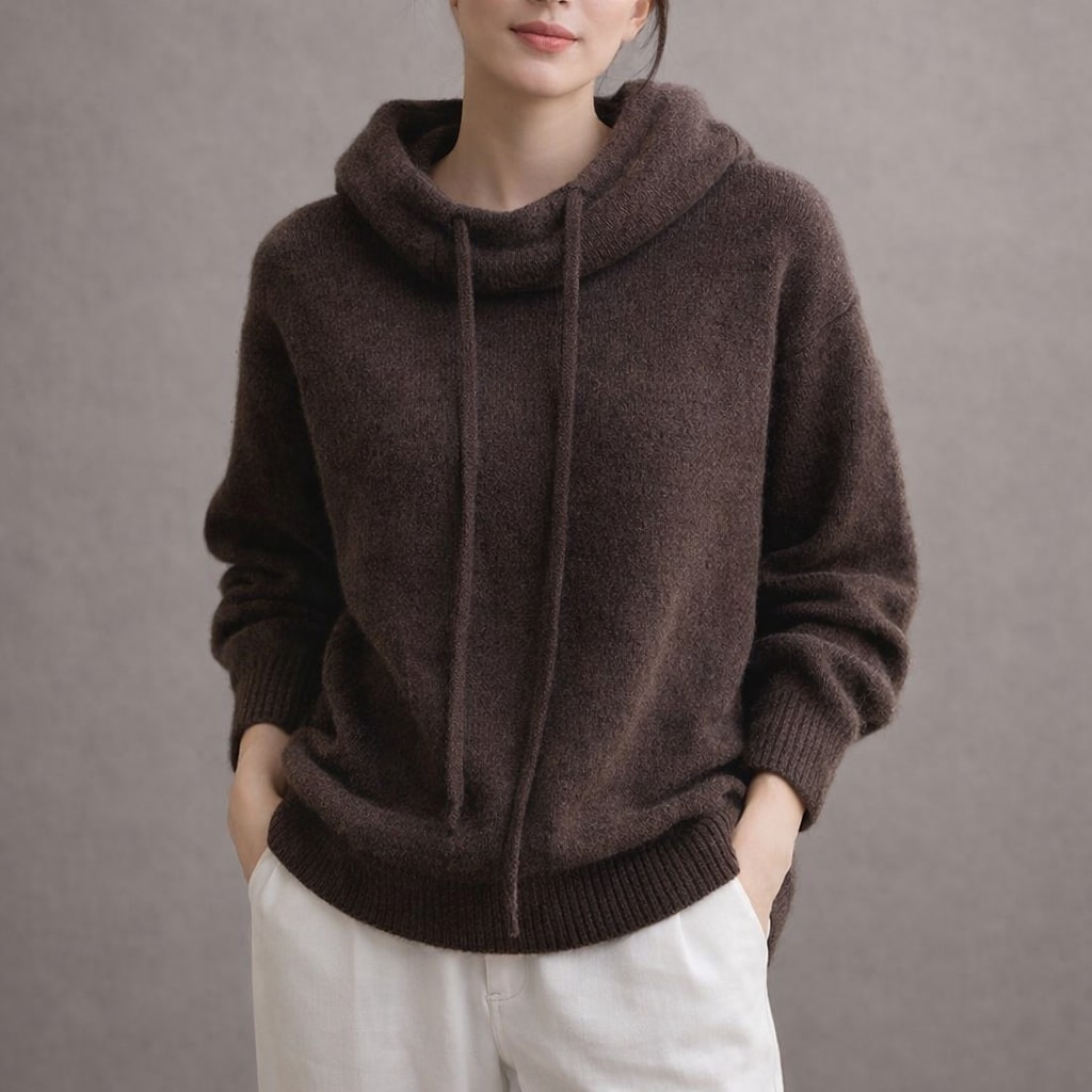 Image of Janice | Women's Cowl Neck Hooded Sweater