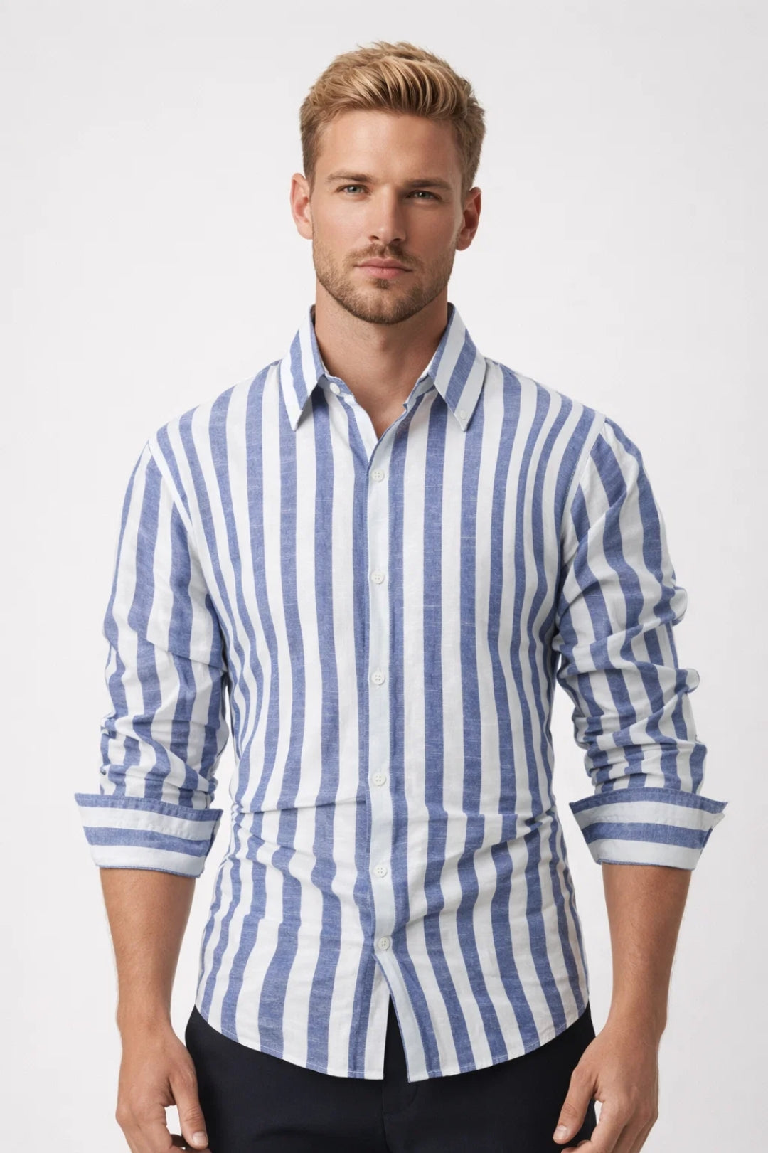 Image of Jaxon | Men's Button-Down Striped Shirt