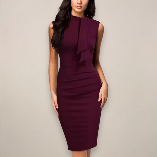 Image of Jeanette | Women's Sleeveless High Neck Midi Dress