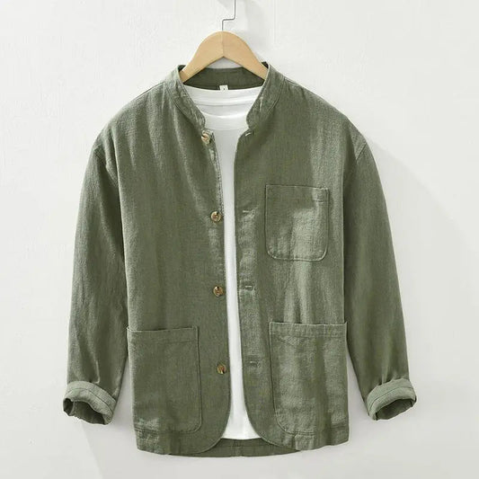 Image of Jerome | Men's Band Collar Button-Down Shirt