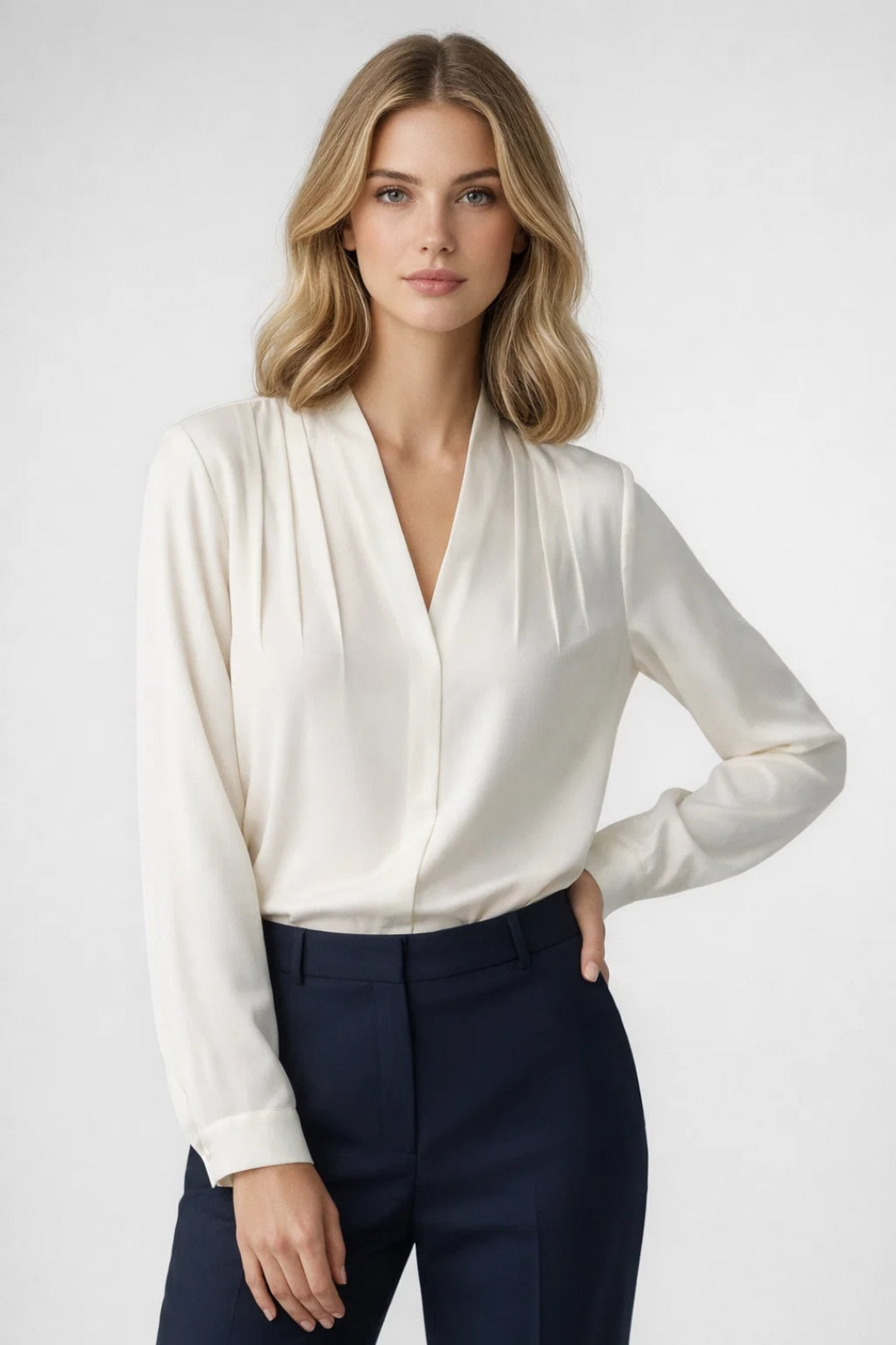 Image of Jillian | Women's Long Sleeve V-Neck Blouse