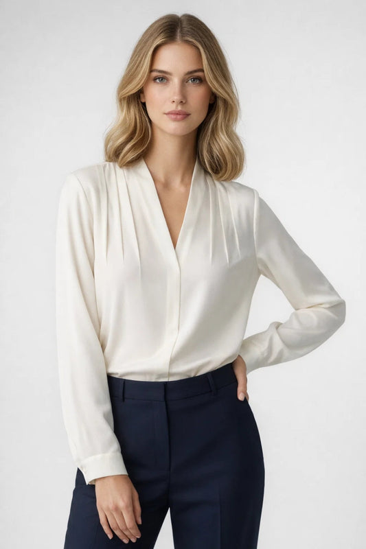 Image of Jillian | Women's Long Sleeve V-Neck Blouse