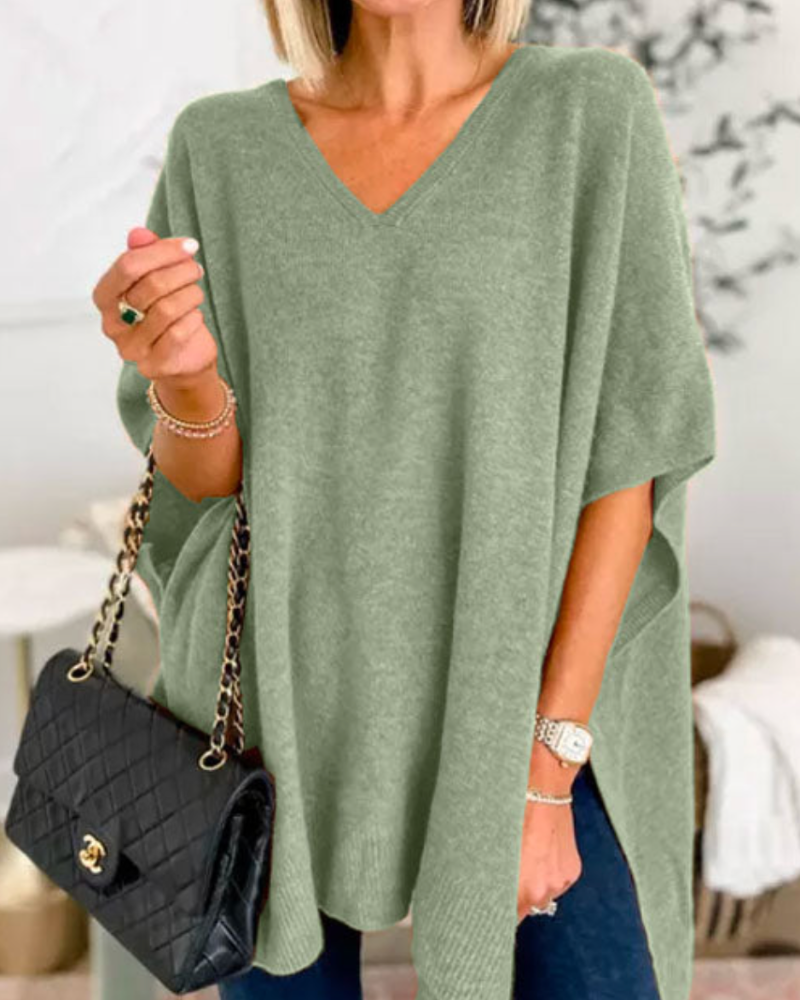 Image of Joanna | Women's Oversized V-Neck Poncho Sweater
