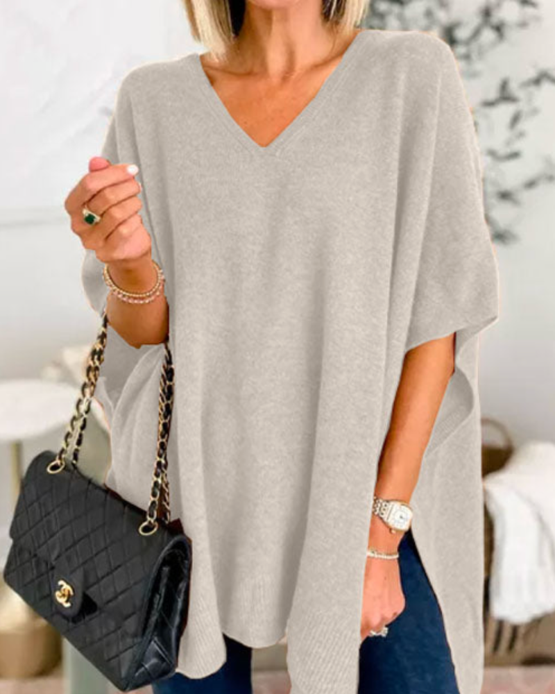 Image of Joanna | Women's Oversized V-Neck Poncho Sweater