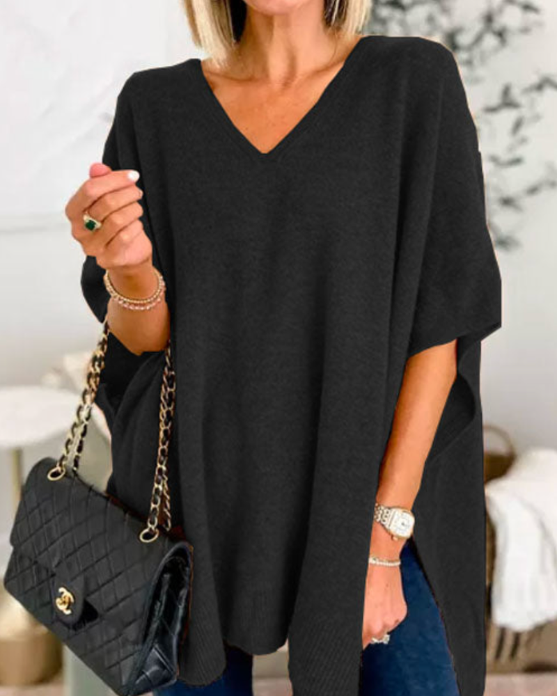 Image of Joanna | Women's Oversized V-Neck Poncho Sweater