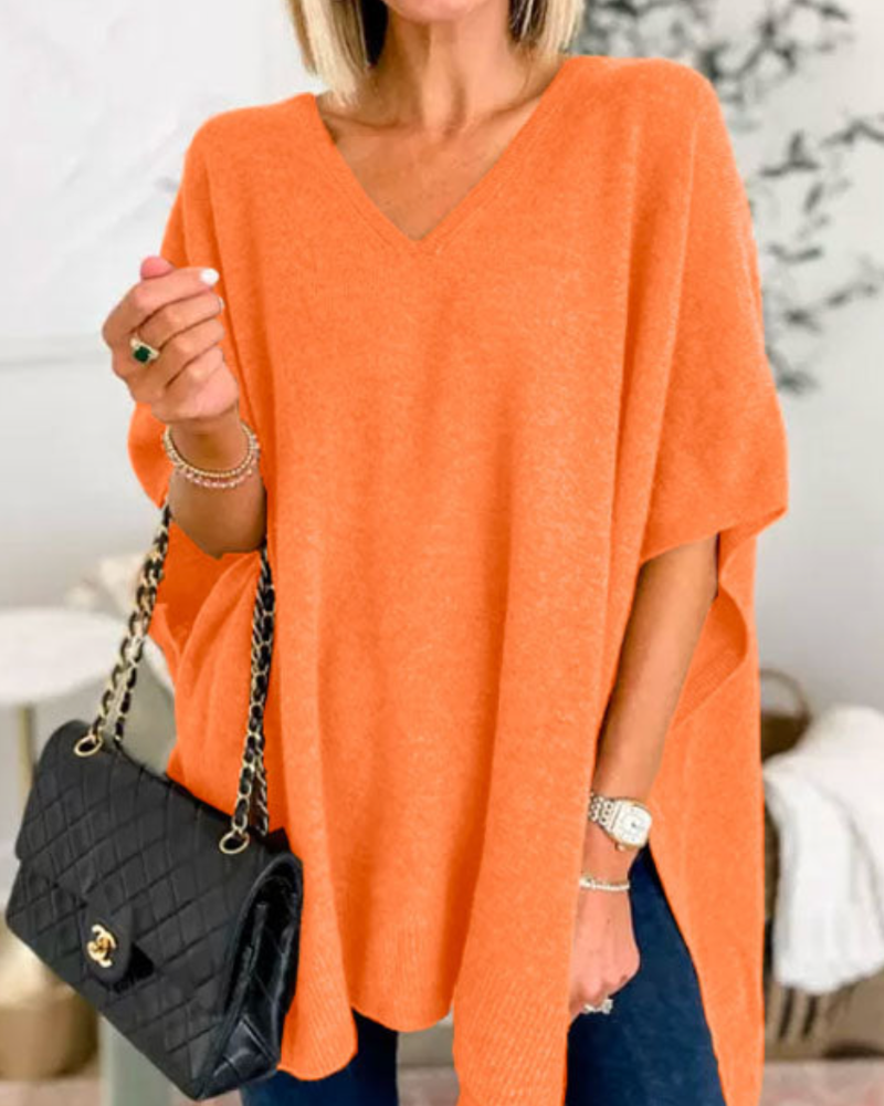 Image of Joanna | Women's Oversized V-Neck Poncho Sweater