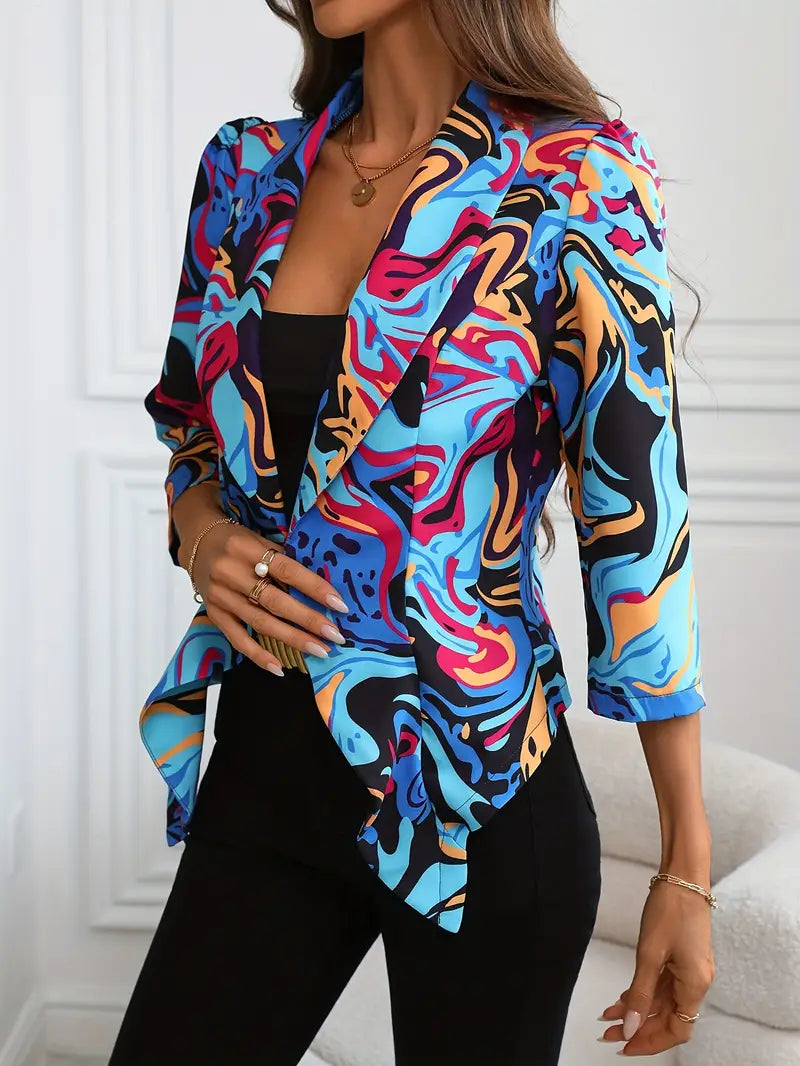 Image of Jordan | Women's Printed Open Front Blazer