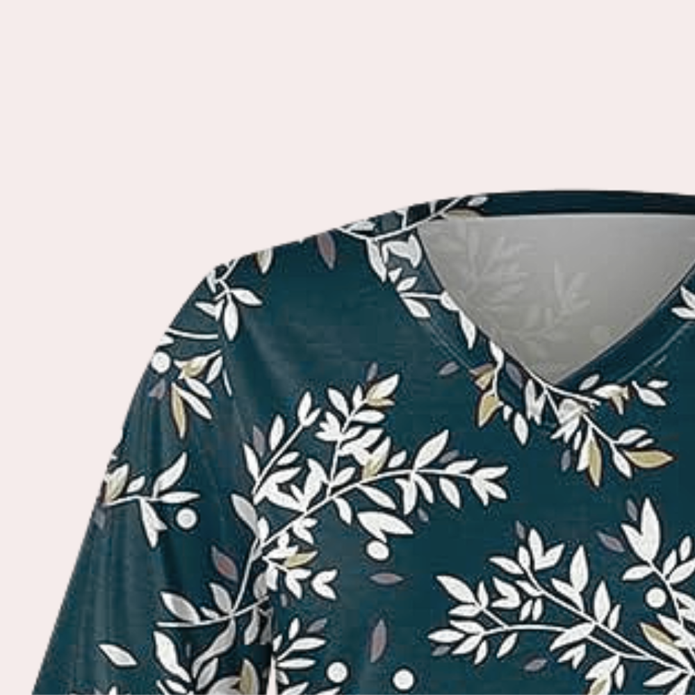 Image of Judith | Women's Floral Print V-Neck Blouse
