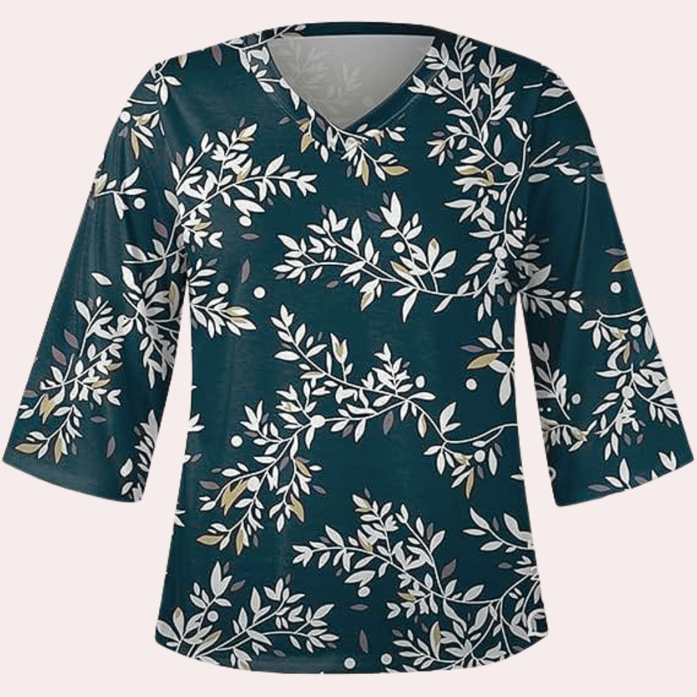 Image of Judith | Women's Floral Print V-Neck Blouse