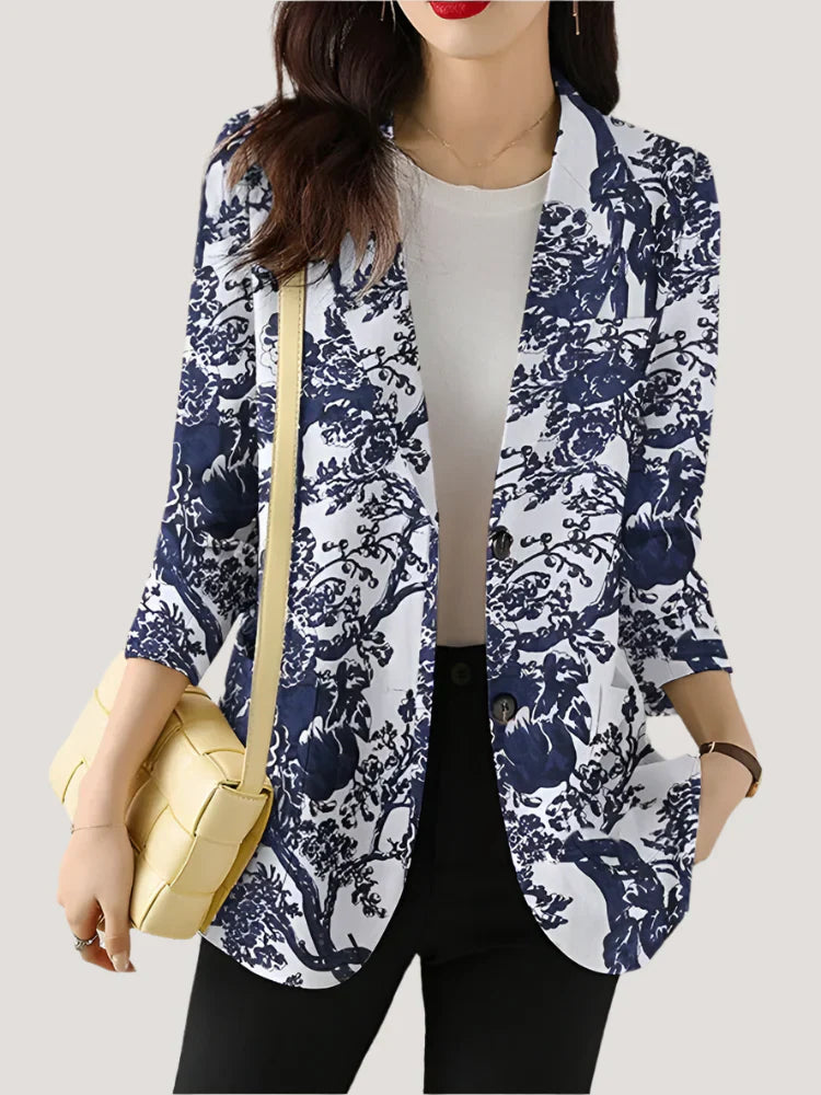 Image of Julia | Women's Floral Print Open Front Blouse
