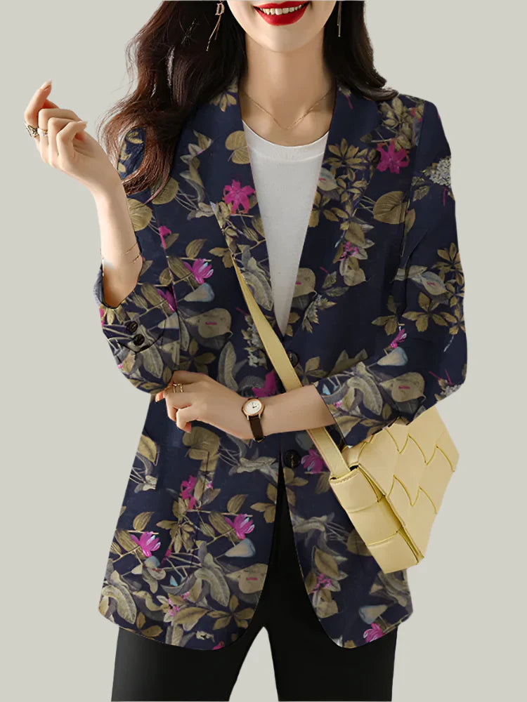 Image of Julia | Women's Floral Print Open Front Blouse