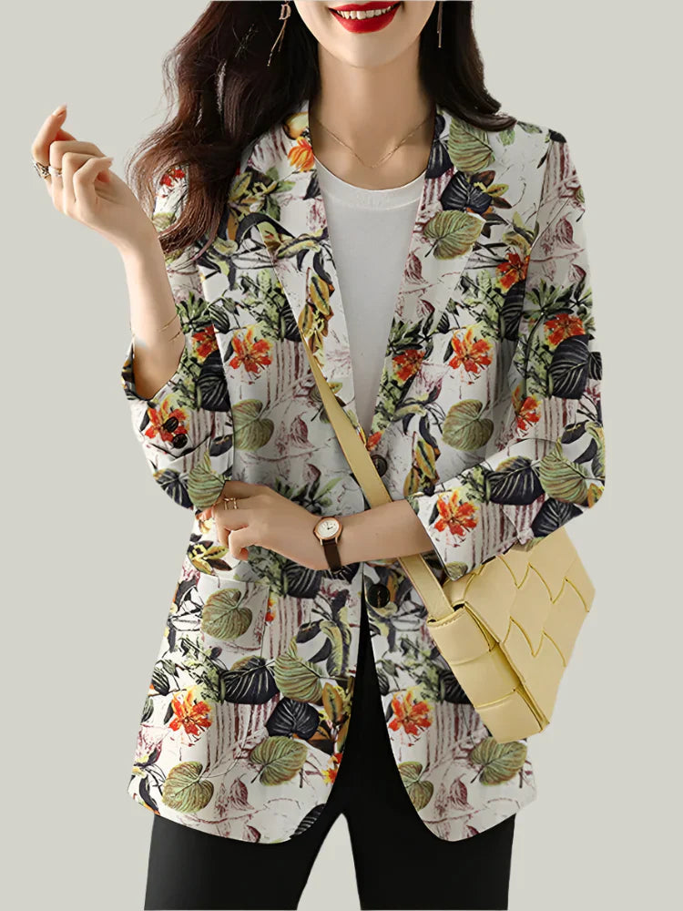 Image of Julia | Women's Floral Print Open Front Blouse