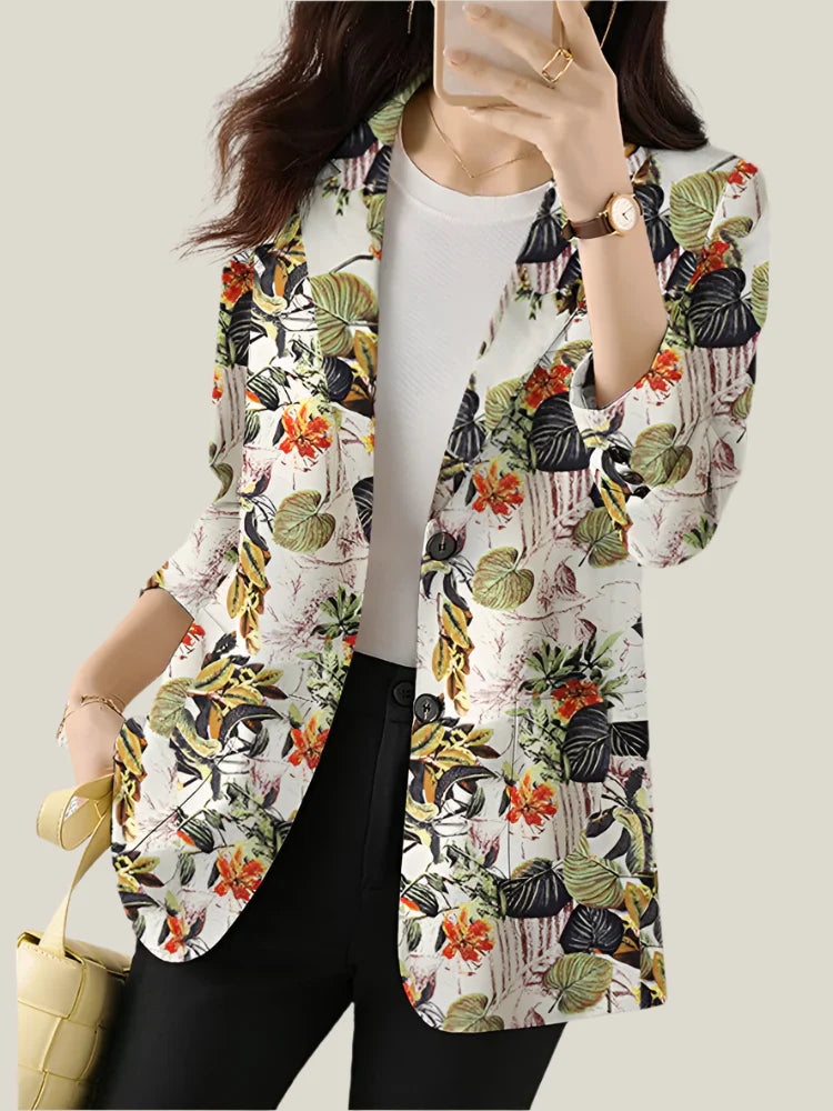 Image of Julia | Women's Floral Print Open Front Blouse