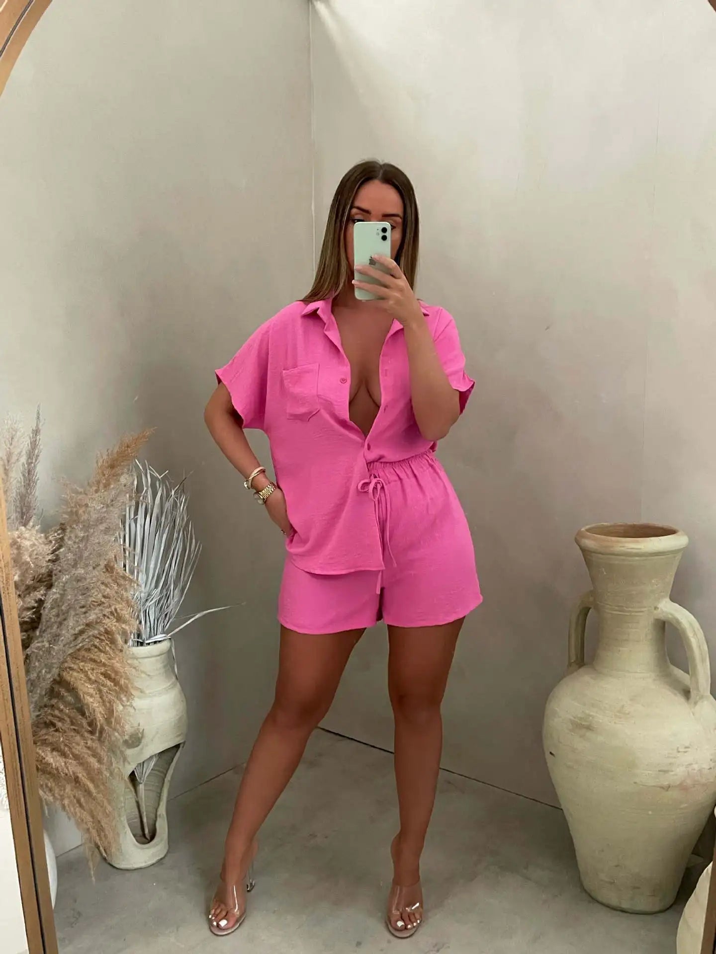 Image of Karen | Women's Button-Up Short Set