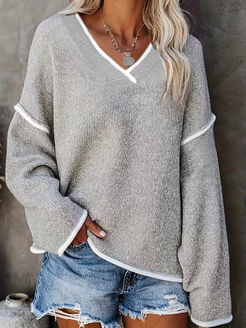 Image of Katrina | Women's Oversized V-Neck Sweater