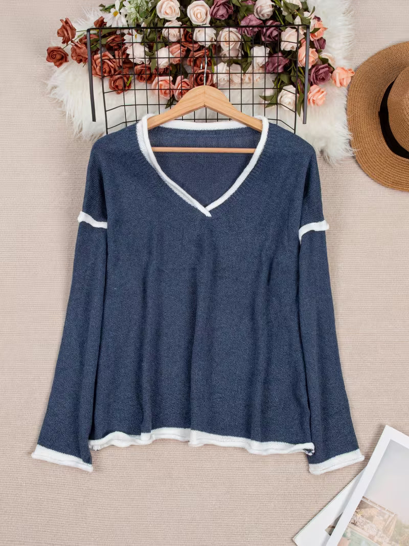 Image of Katrina | Women's Oversized V-Neck Sweater