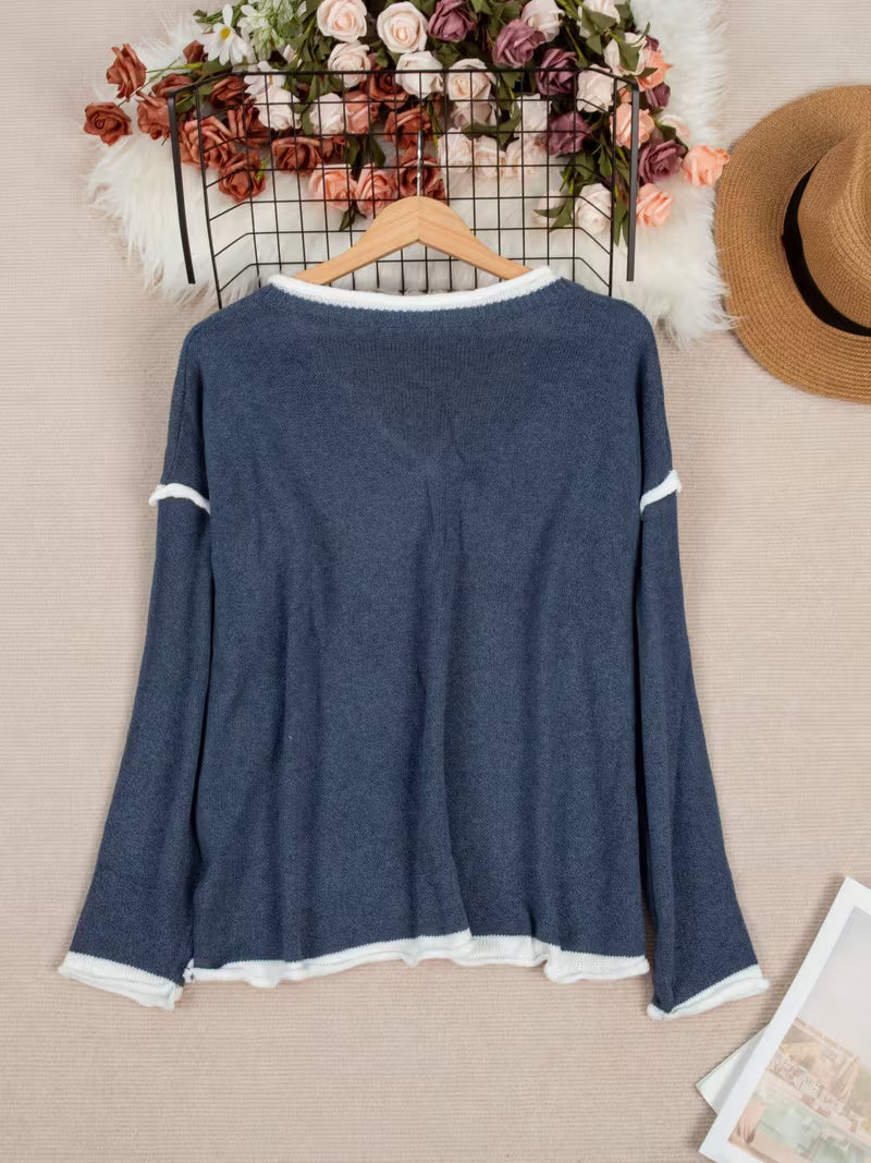 Image of Katrina | Women's Oversized V-Neck Sweater