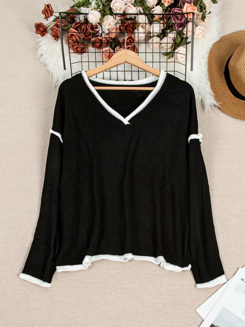 Image of Katrina | Women's Oversized V-Neck Sweater