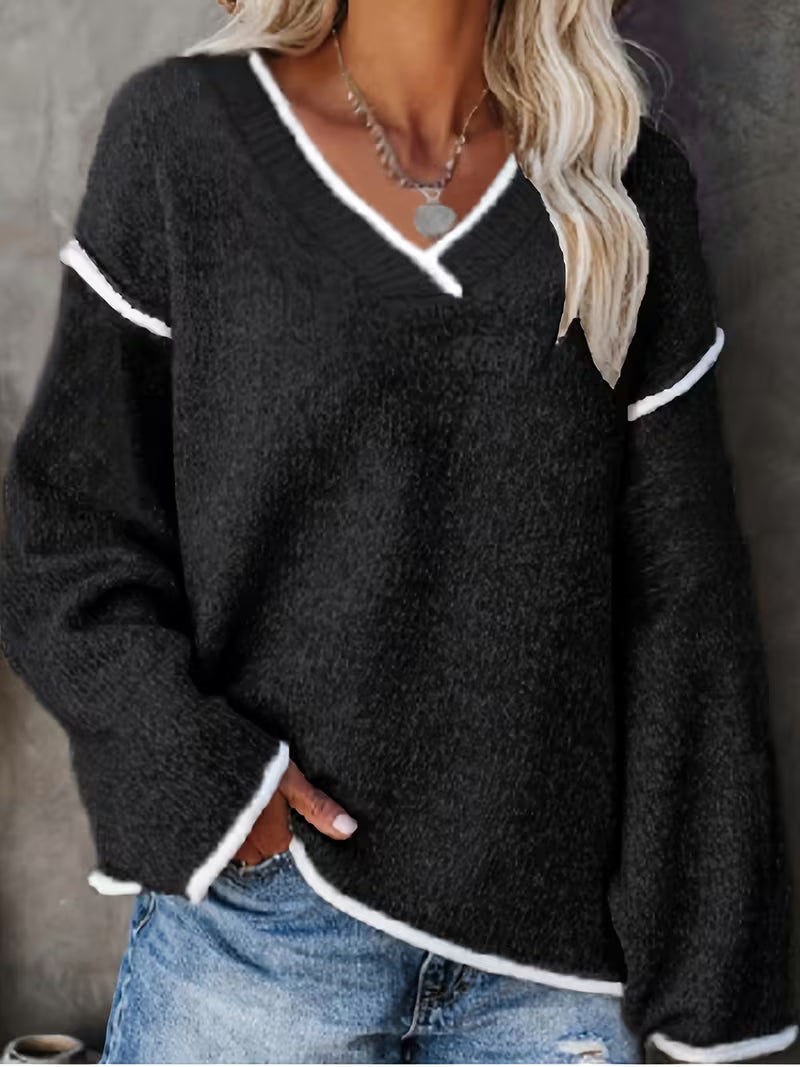 Image of Katrina | Women's Oversized V-Neck Sweater